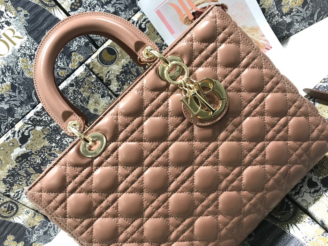 Large Lady Dior Bag Biscuit Cannage Lambskin